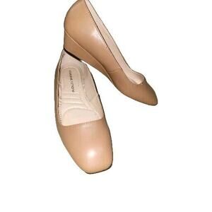 Adrienne Vittadini Shoes Women 7M Palmer Wedge Heels Slip On Brown Faux Leather